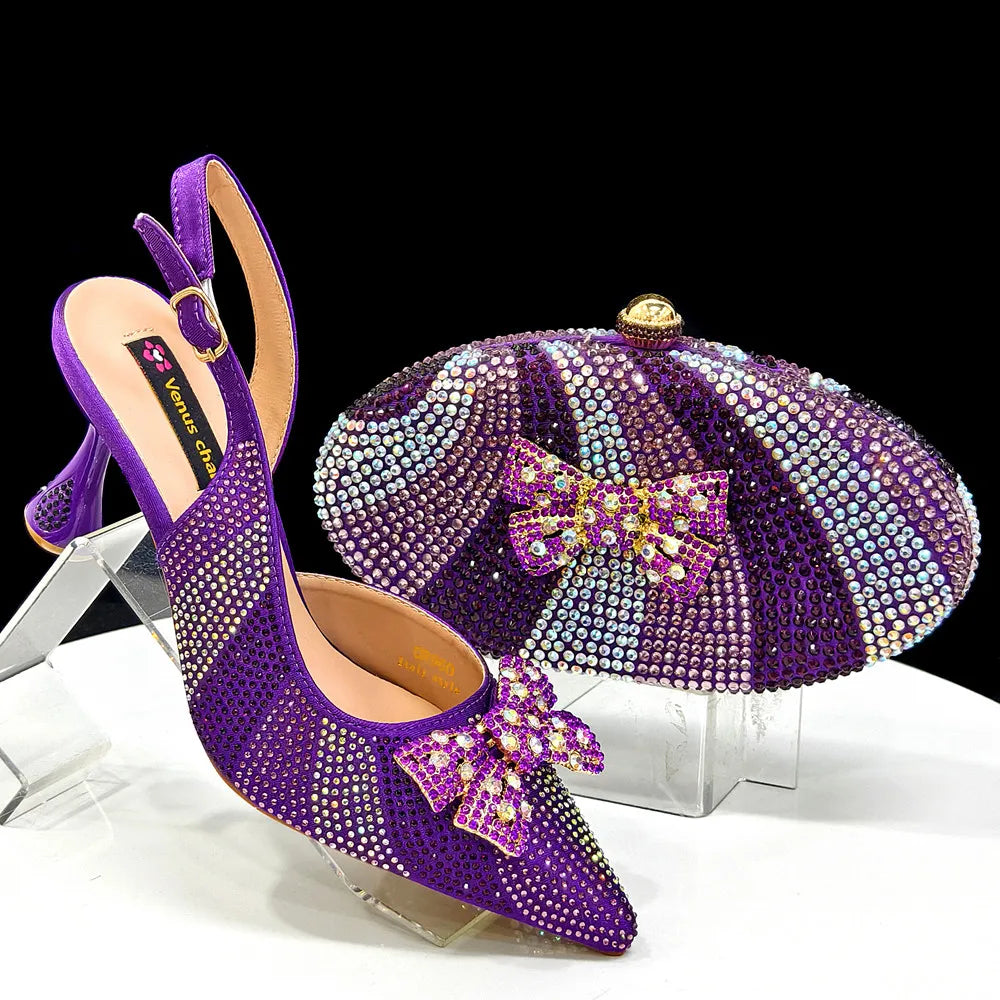Rhinestone Heels & Handbag Set – Elegant Party Collection