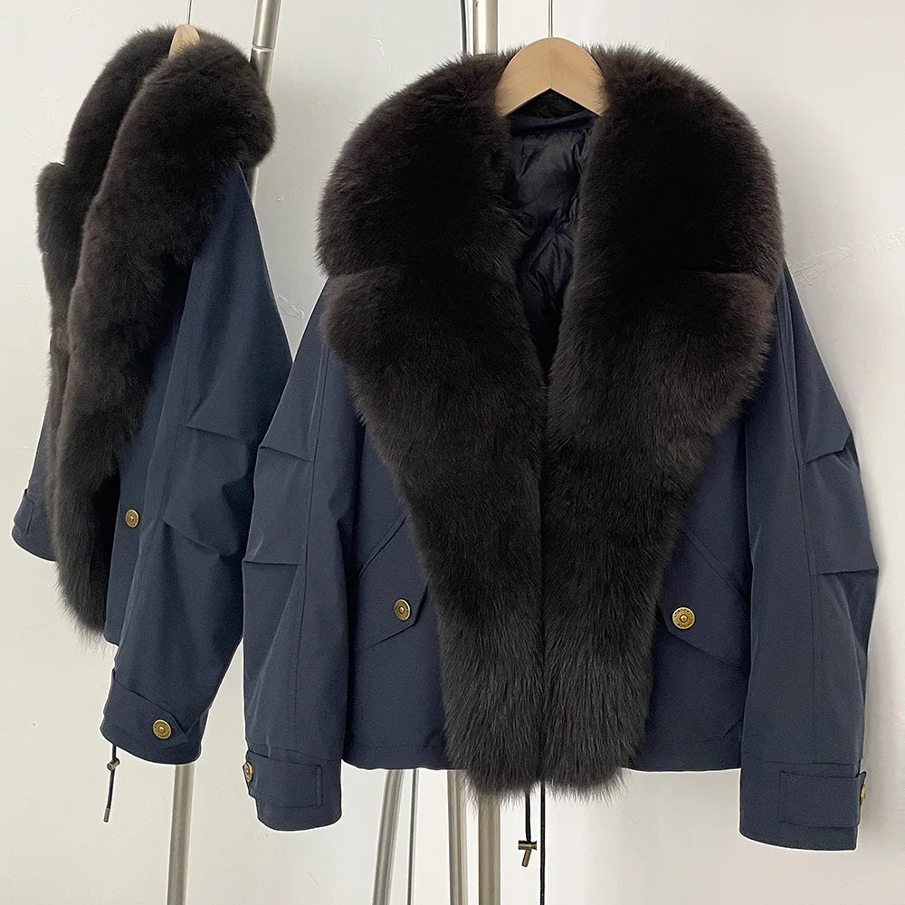 Marrakchi Women’s Black Trim Parka – Winter Fur Collar Coat 2025