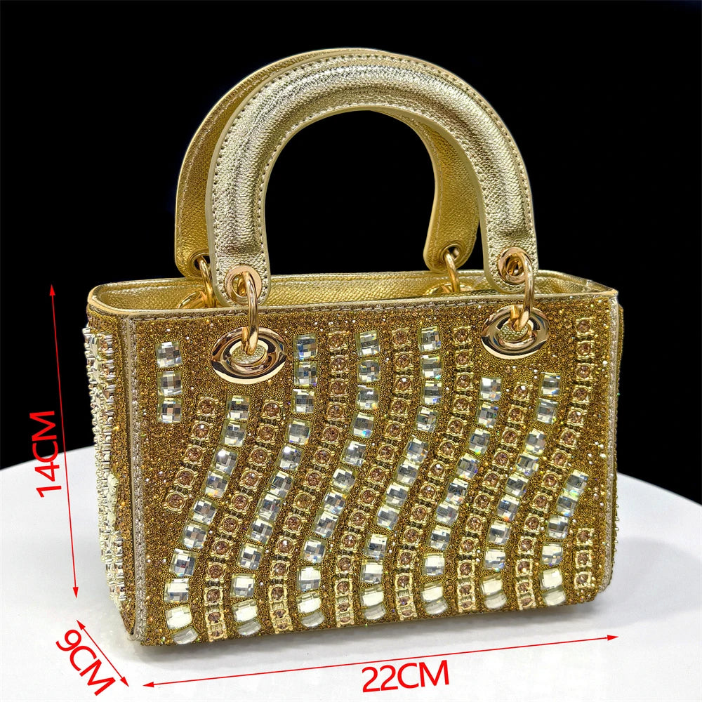 Fuchsia Rhinestone Heels & Handbag Set – Shiny Italian Party Style