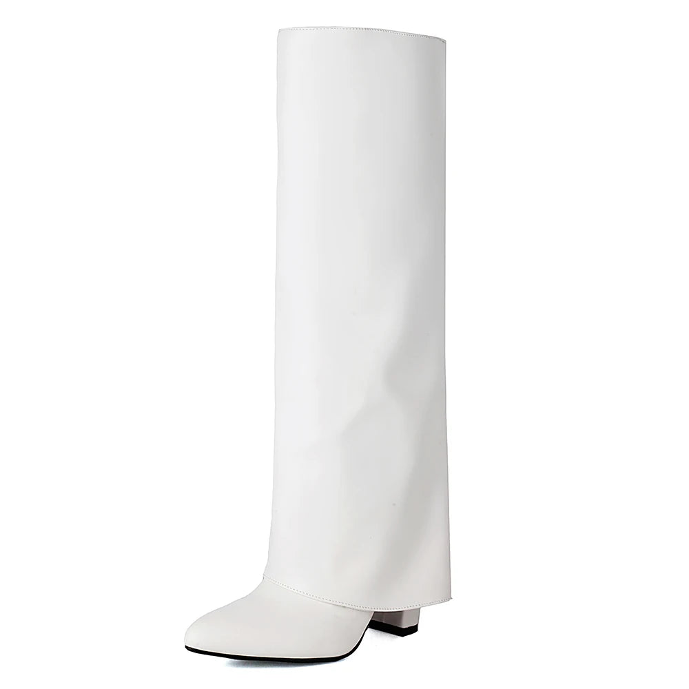 Diane Lockhart Luxury Knee-High Women’s Fold Boots – PU Leather