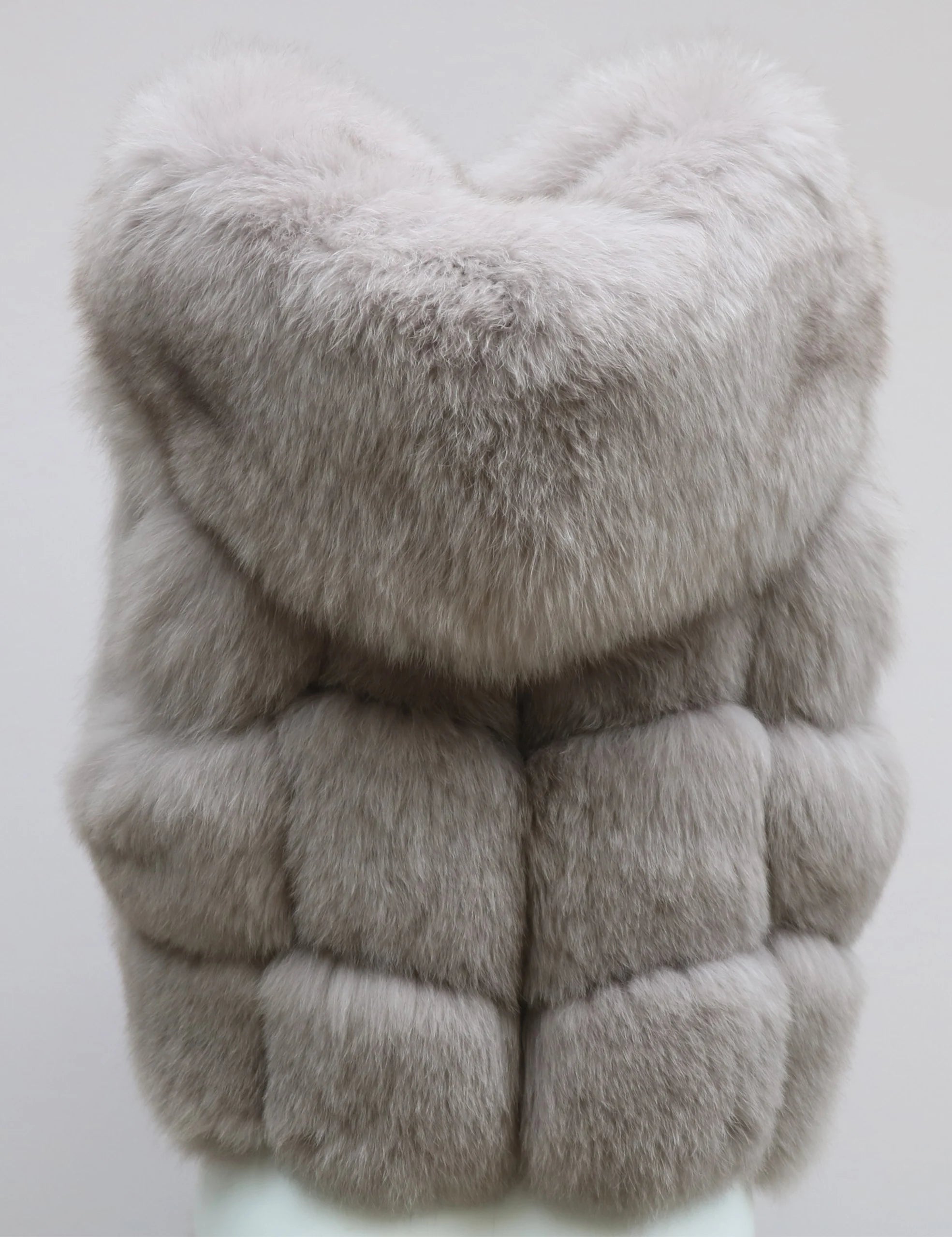Real Silver Fox Fur Vest – Hooded Genuine Leather Sleeveless Jacket for Women