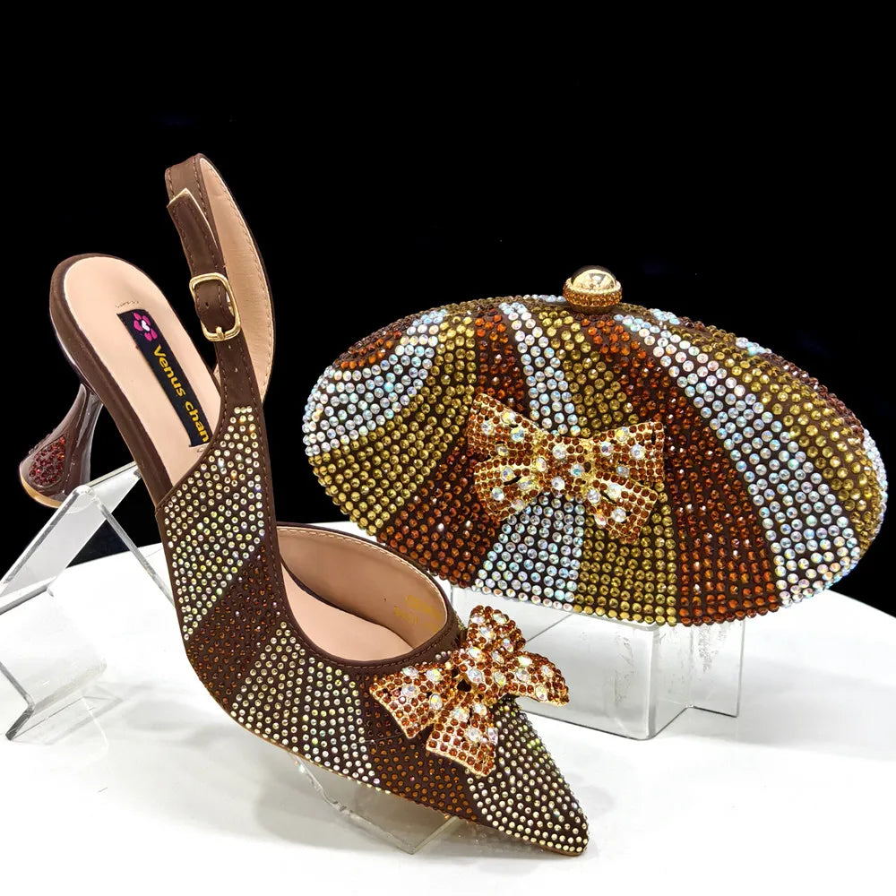 Rhinestone Heels & Handbag Set – Elegant Party Collection