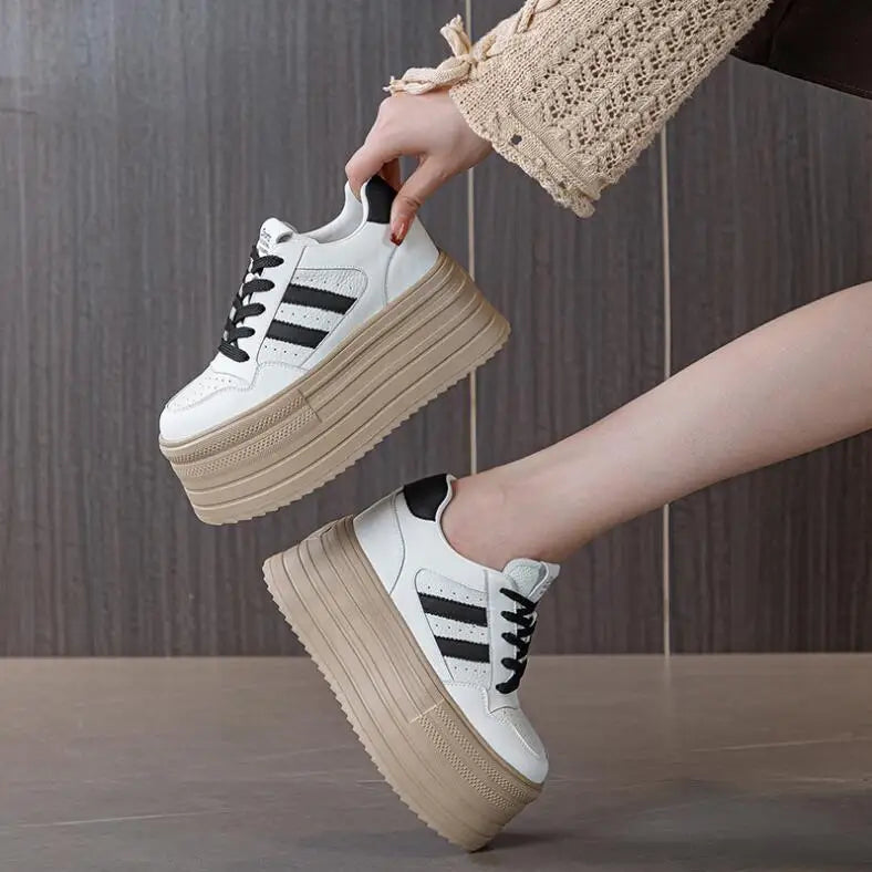 KAYOULAI 10cm Cow Leather Platform Sneakers