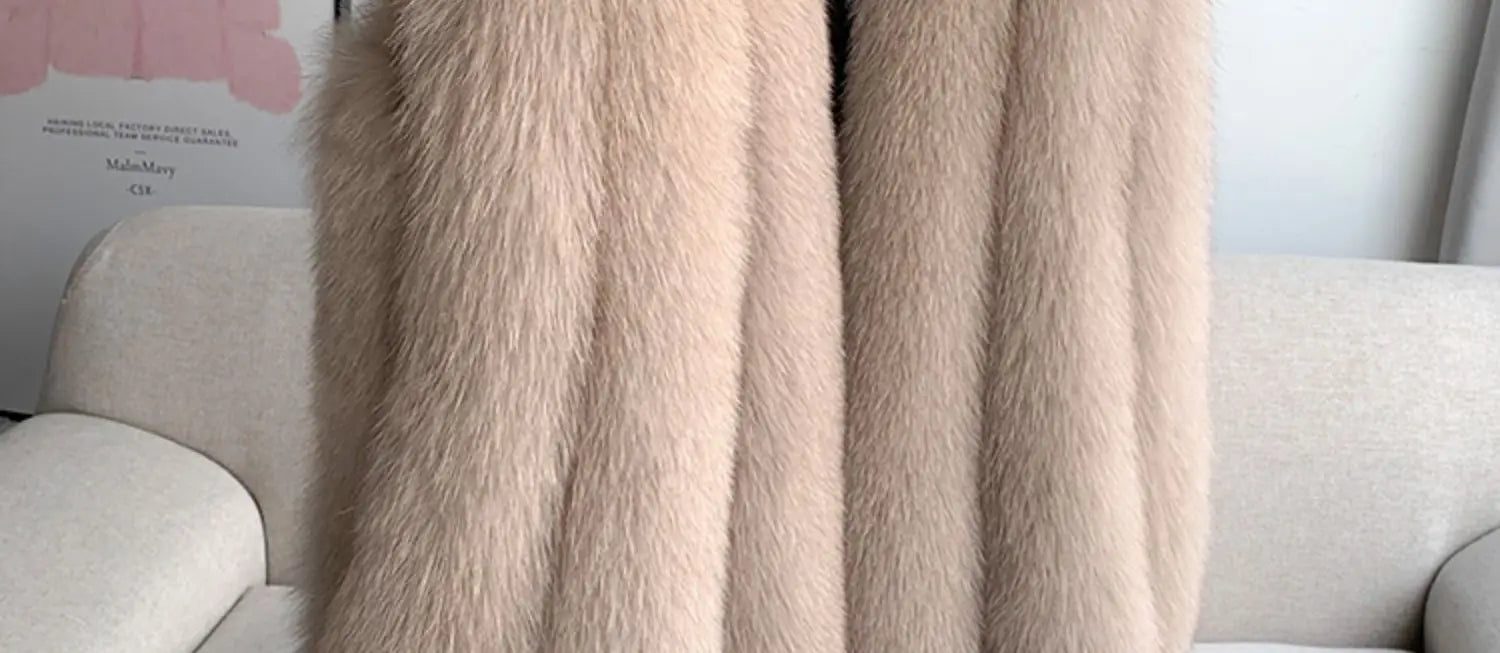 Fox Fur Vest for Women – Luxury Thick Real Fur Coat for Autumn/Winter