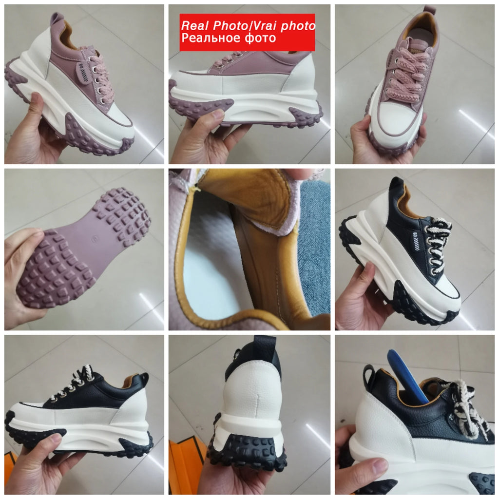 FujinGenuine Leather Platform Sneakers