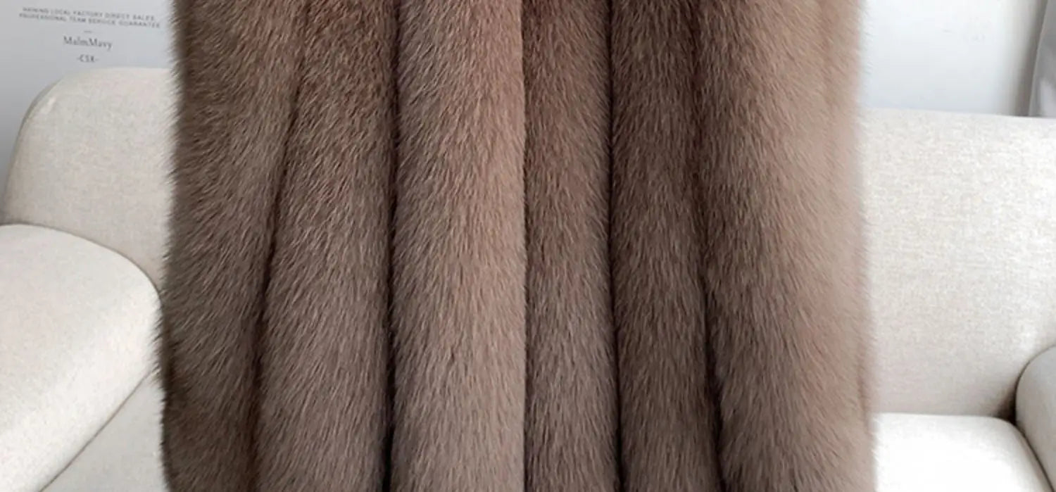 Fox Fur Vest for Women – Luxury Thick Real Fur Coat for Autumn/Winter