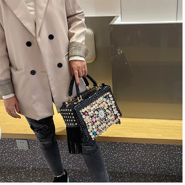 Ranya Rhinestone Leather Bag – Marrakchi Large Luxury Satchel