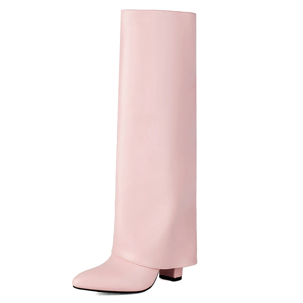 Diane Lockhart Luxury Knee-High Women’s Fold Boots – PU Leather