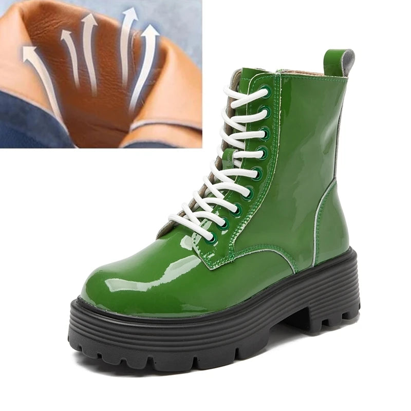 AIYUQI Women’s Ankle Boots – High Heel Winter Leather Short Boots