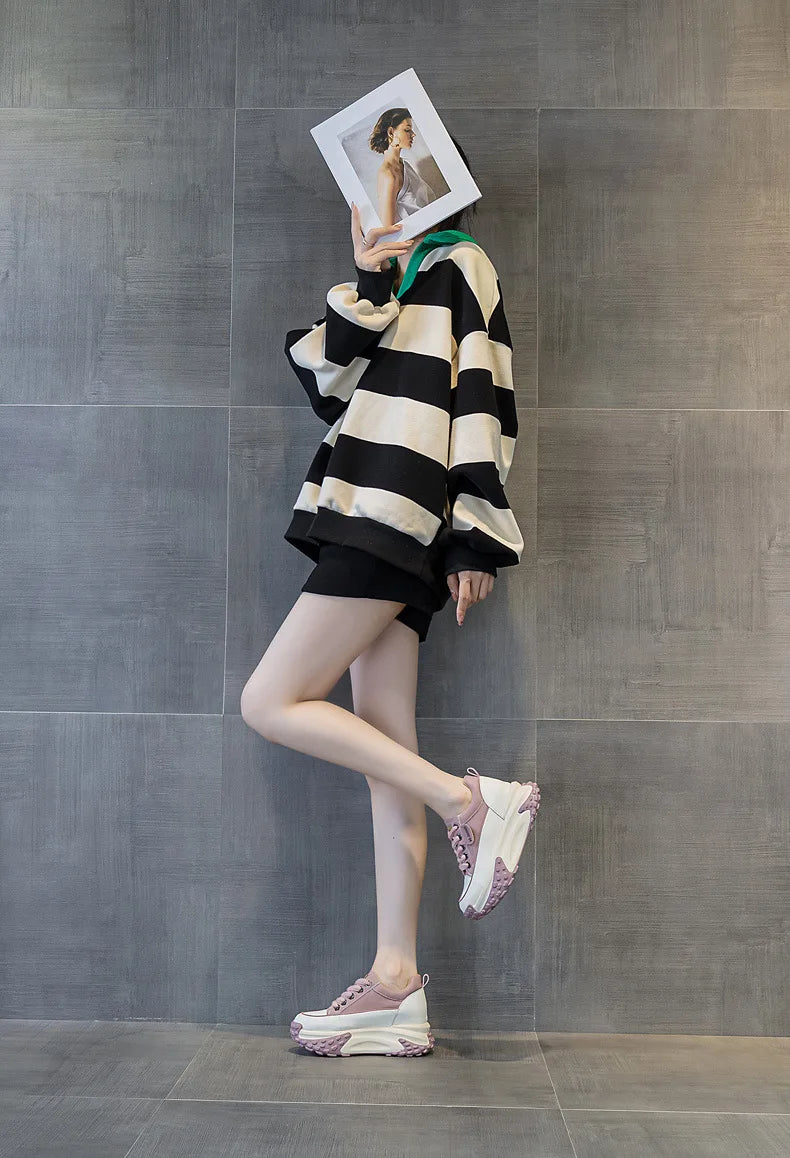 FujinGenuine Leather Platform Sneakers