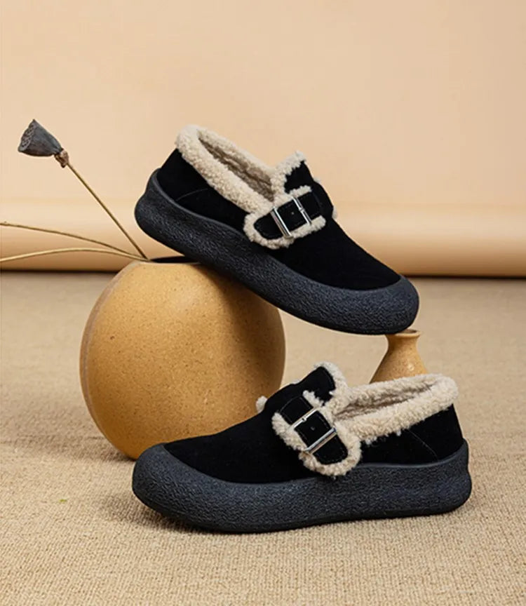 AIYUQI Winter Velvet Genuine Leather Sneakers