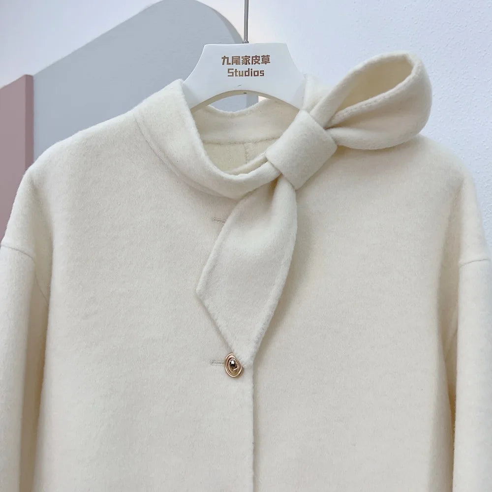 Wool Coat with Fox Fur Cuffs – Luxury Women’s Cashmere