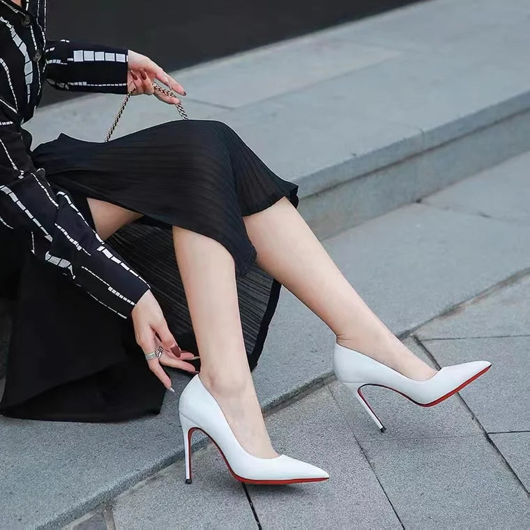 Marrakchi Red Shiny Bottom High Heels – Luxury Pointed Toe Party Pumps