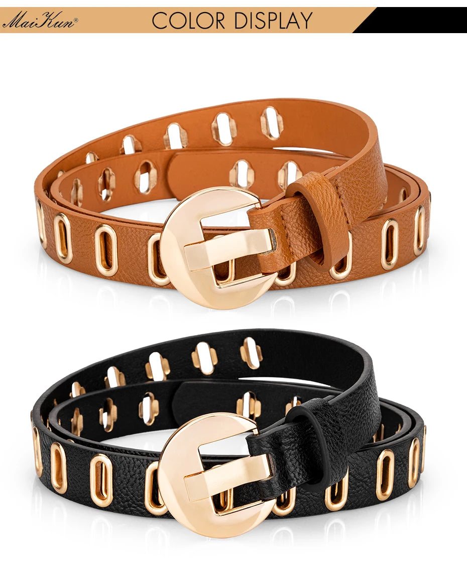 Maikun New Grunge Women’s Adjustable PU Leather Belt – Punk & Novelty Style
