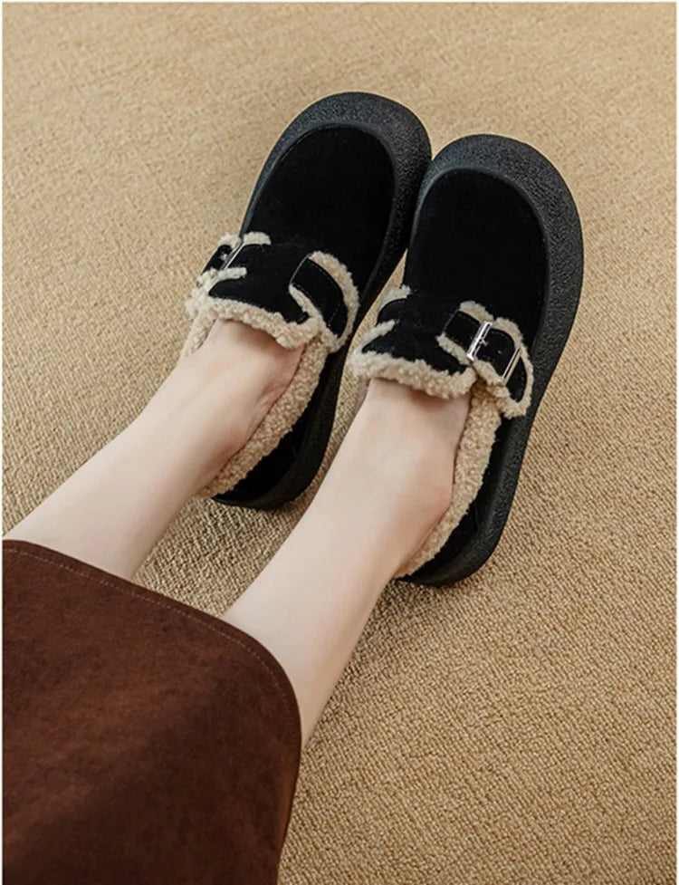 AIYUQI Winter Velvet Genuine Leather Sneakers