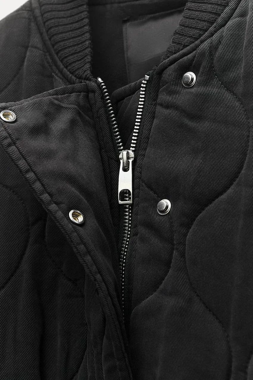 Bomber Jacket – Loose Fit Zip-Up Coat with Flap Pockets for Fall & Winter