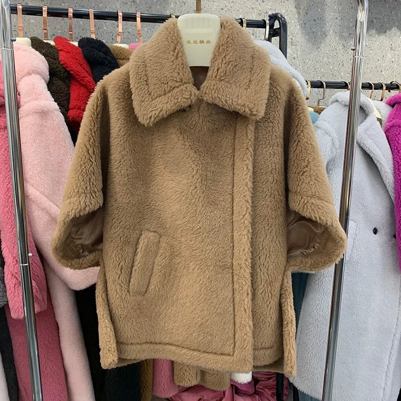 Winter Wool Fur Coat – Luxury Teddy Streetwear Warm Overcoat