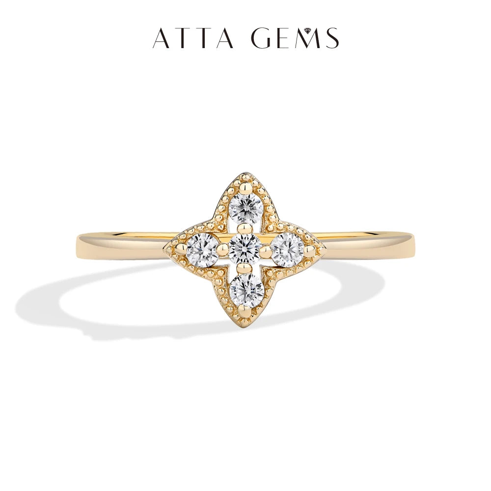 ATTAGEMS Women’s Moissanite Ring – 18K Gold Plated S925 Silver