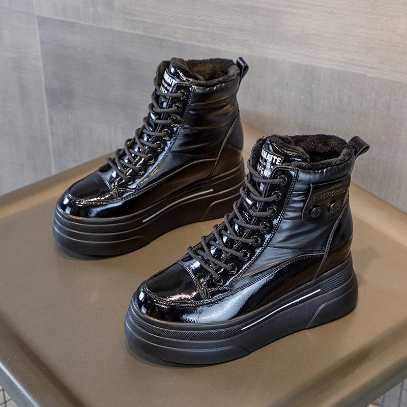 Fujin Women Ankle Booties Genuine Leather Wedges