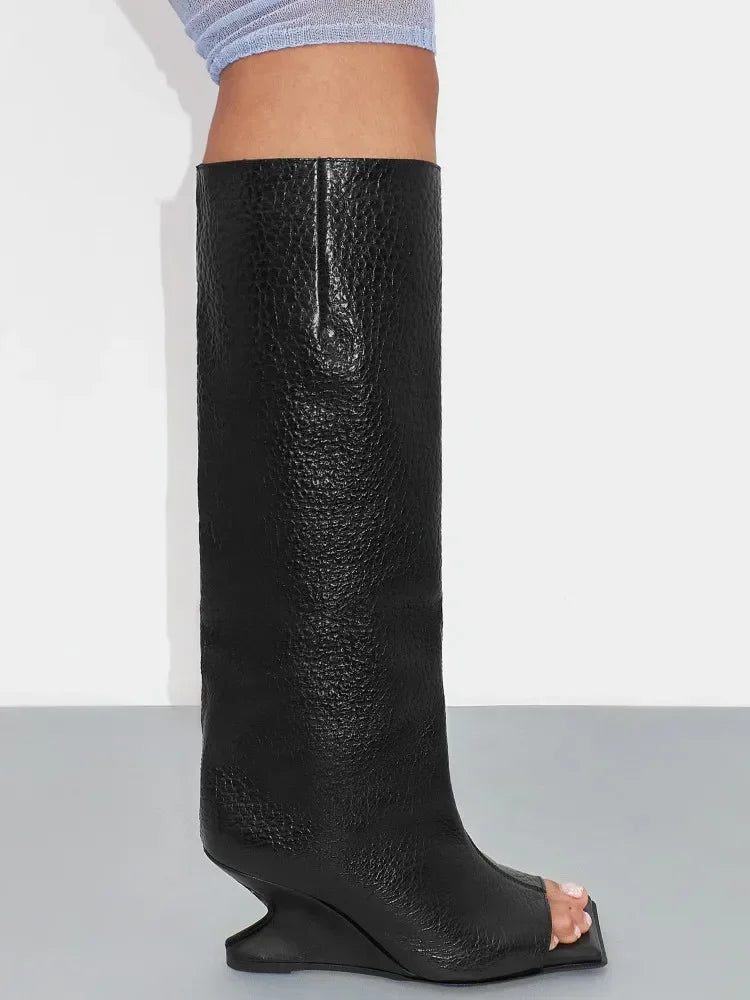 Women's Square Toe High Heel Knee Boots – Spring/Autumn Fashion