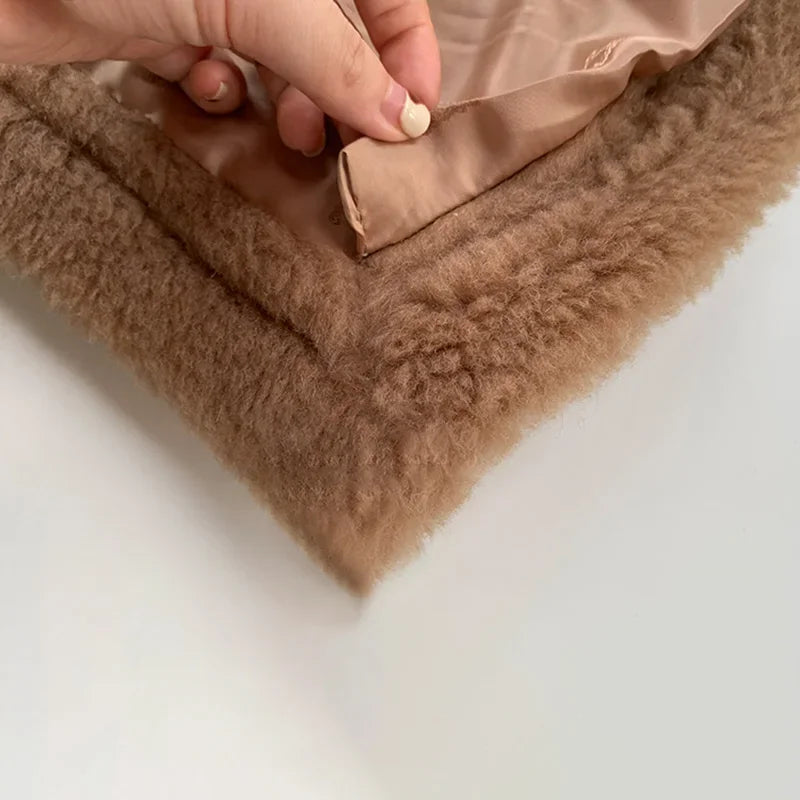 Winter Wool Fur Coat – Luxury Teddy Streetwear Warm Overcoat