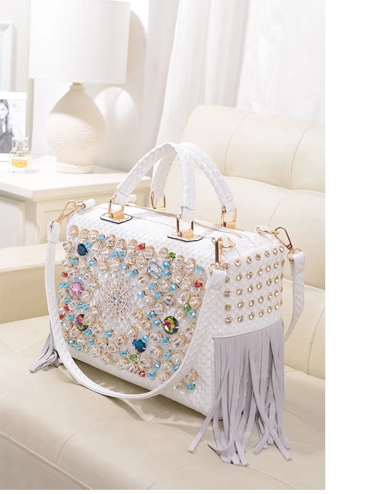 Ranya Rhinestone Leather Bag – Marrakchi Large Luxury Satchel