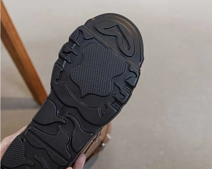 Motorcycle Boots – Microfiber & Synthetic Leather Platform Wedges, Spring/Autumn