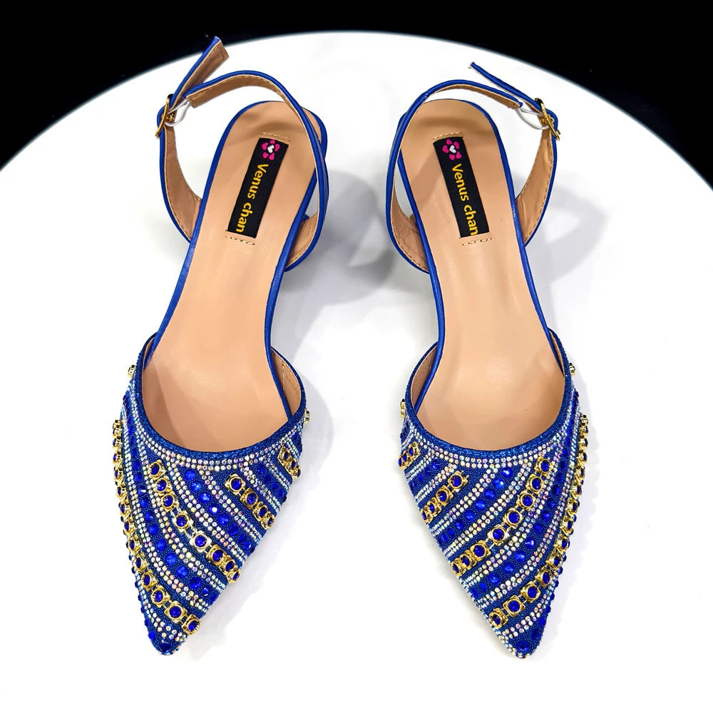 Fuchsia Rhinestone Heels & Handbag Set – Shiny Italian Party Style