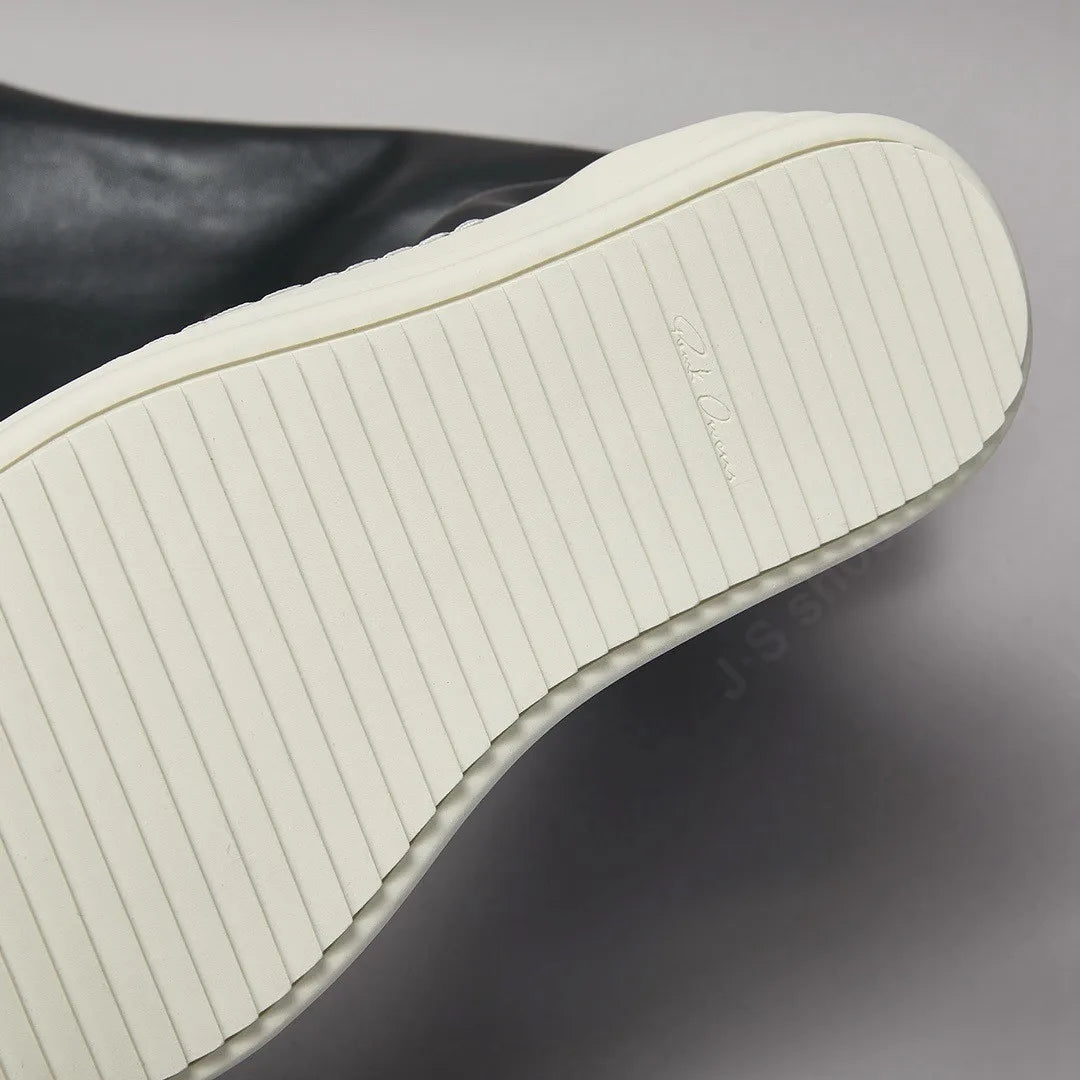 Y3ROCLGZDG Retro Over-the-Knee Leather Boots – Unisex Classic Black