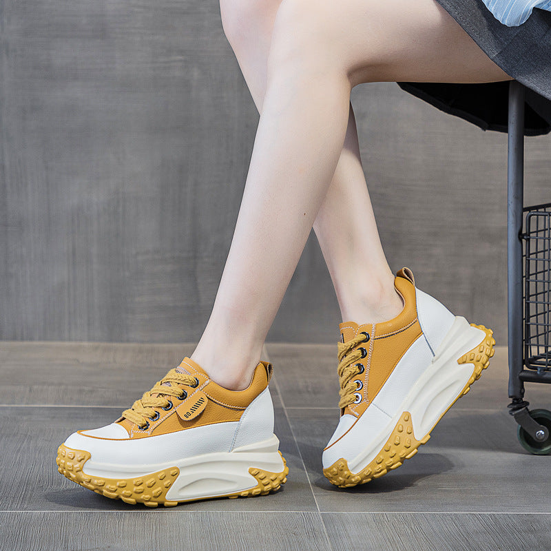 FujinGenuine Leather Platform Sneakers