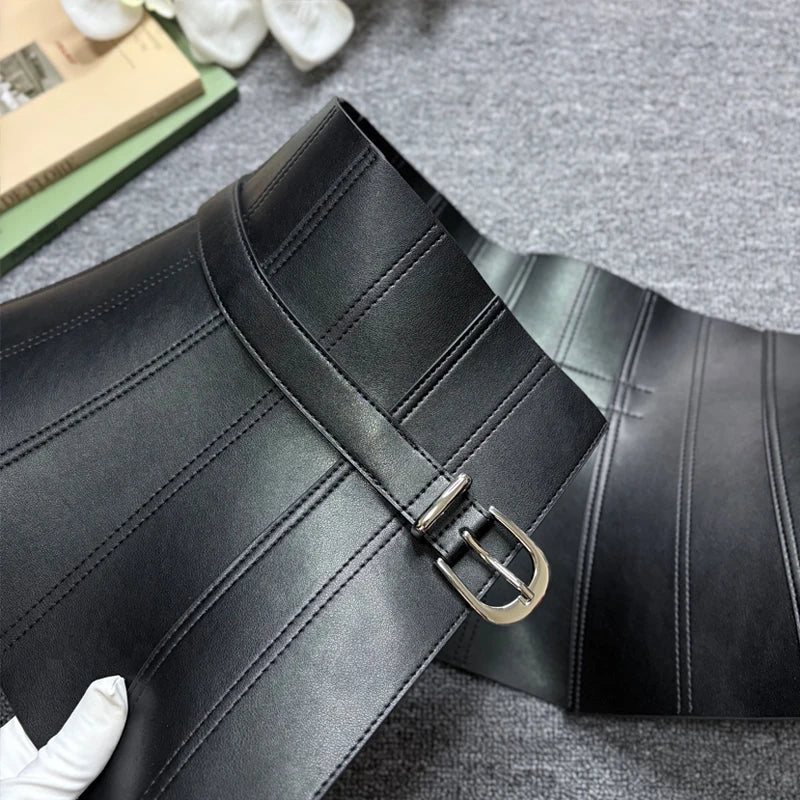 Leather Corset Waist Belt – Fashion Ruffle Design