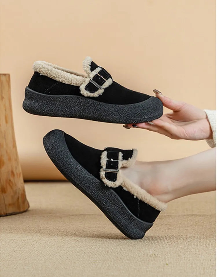 AIYUQI Winter Velvet Genuine Leather Sneakers