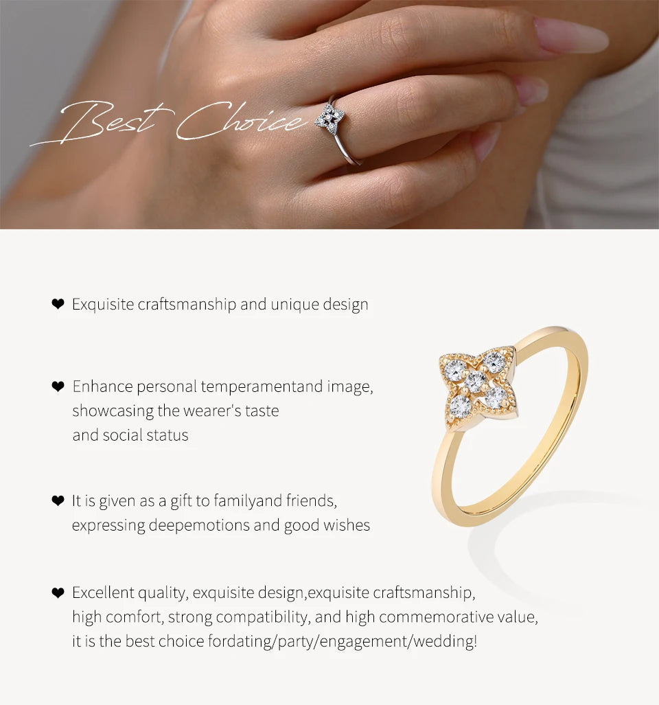 ATTAGEMS Women’s Moissanite Ring – 18K Gold Plated S925 Silver