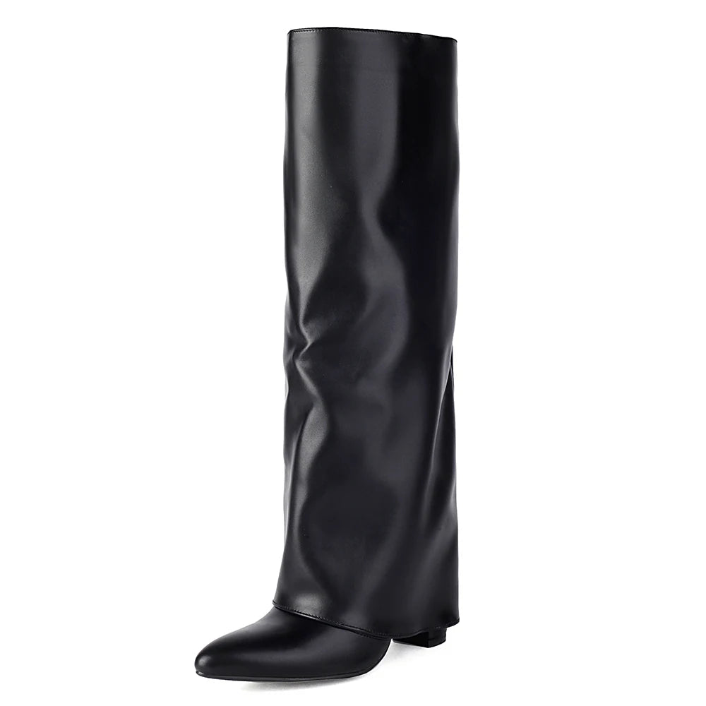 Diane Lockhart Luxury Knee-High Women’s Fold Boots – PU Leather