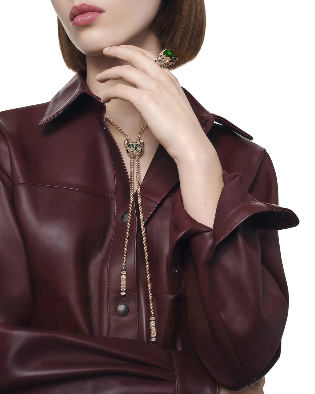 Emerald Gemstone 925 Sterling Silver Women’s Ring – Diamond Leopard Design