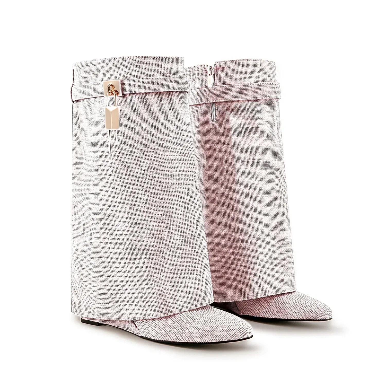 Luxury Ankle Boots – Shark Buckle Strap, Metal Accent, Thick Platform High Heels