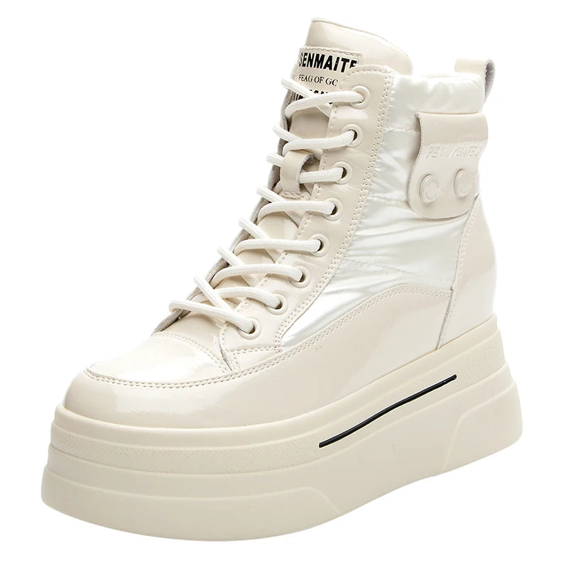 Fujin Women Ankle Booties Genuine Leather Wedges