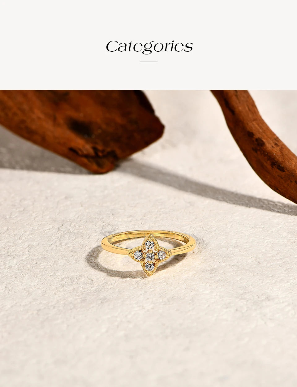 ATTAGEMS Women’s Moissanite Ring – 18K Gold Plated S925 Silver