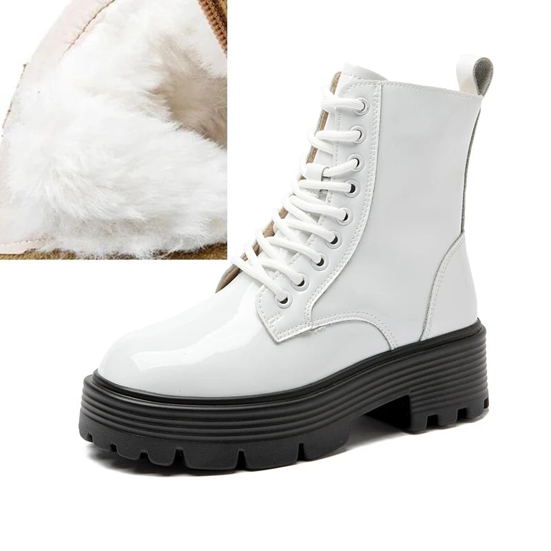 AIYUQI Women’s Ankle Boots – High Heel Winter Leather Short Boots