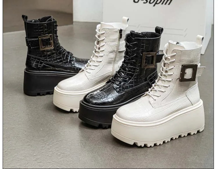 Combat Ankle Boots – Platform Wedge Sneakers