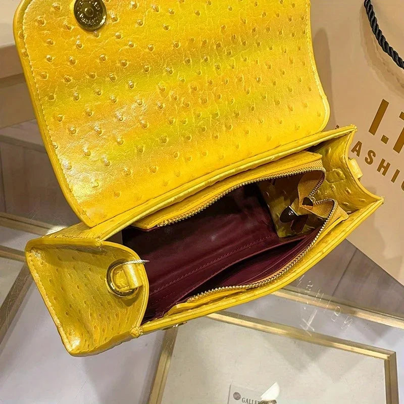 Lamia Ostrich Pattern Shoulder & Crossbody Bag
