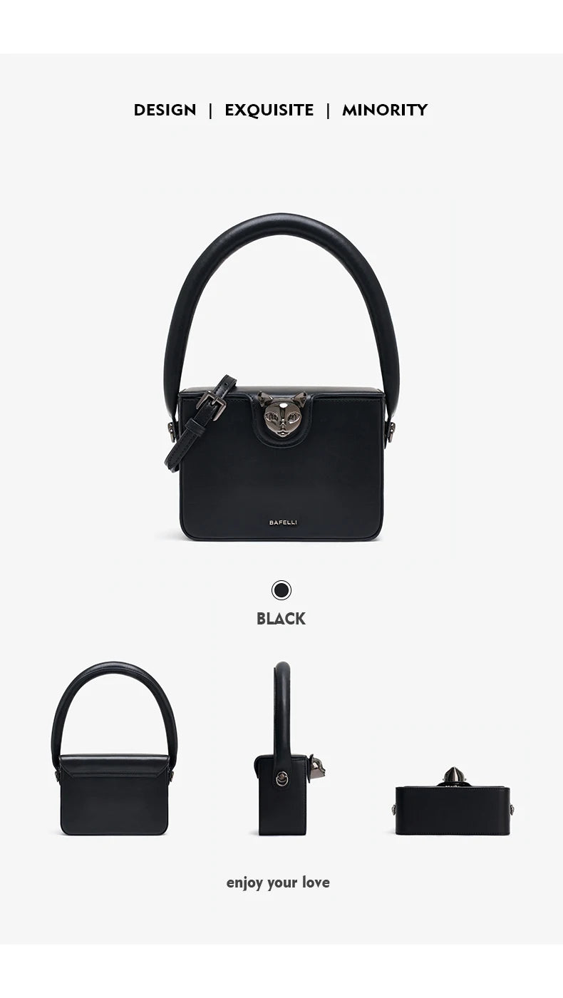 Boxy Leather Evening Handbag by Bafelli