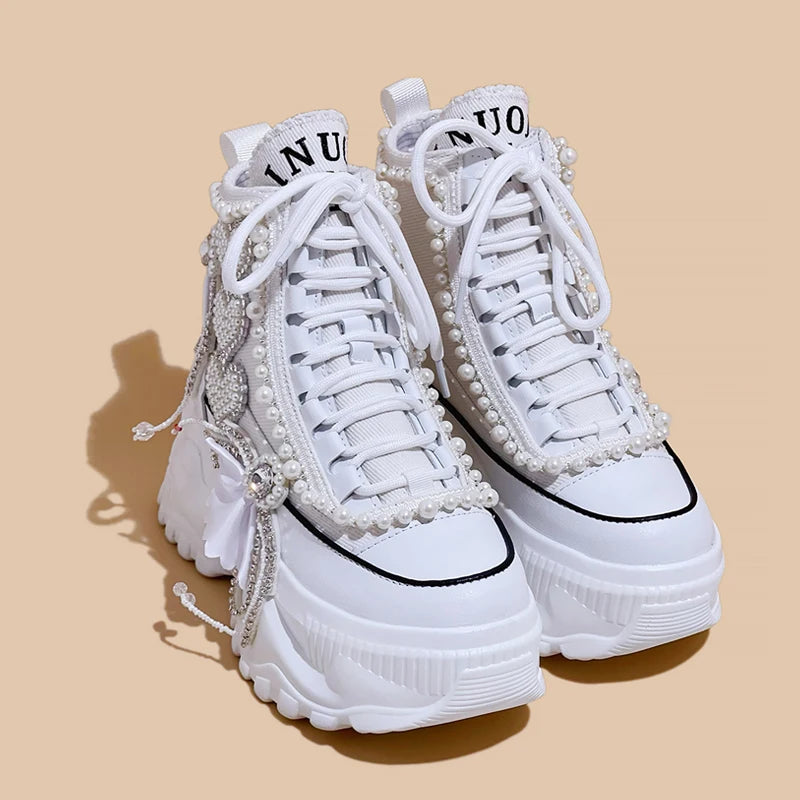 Sweet Cherub Thick-Soled Canvas Sneakers