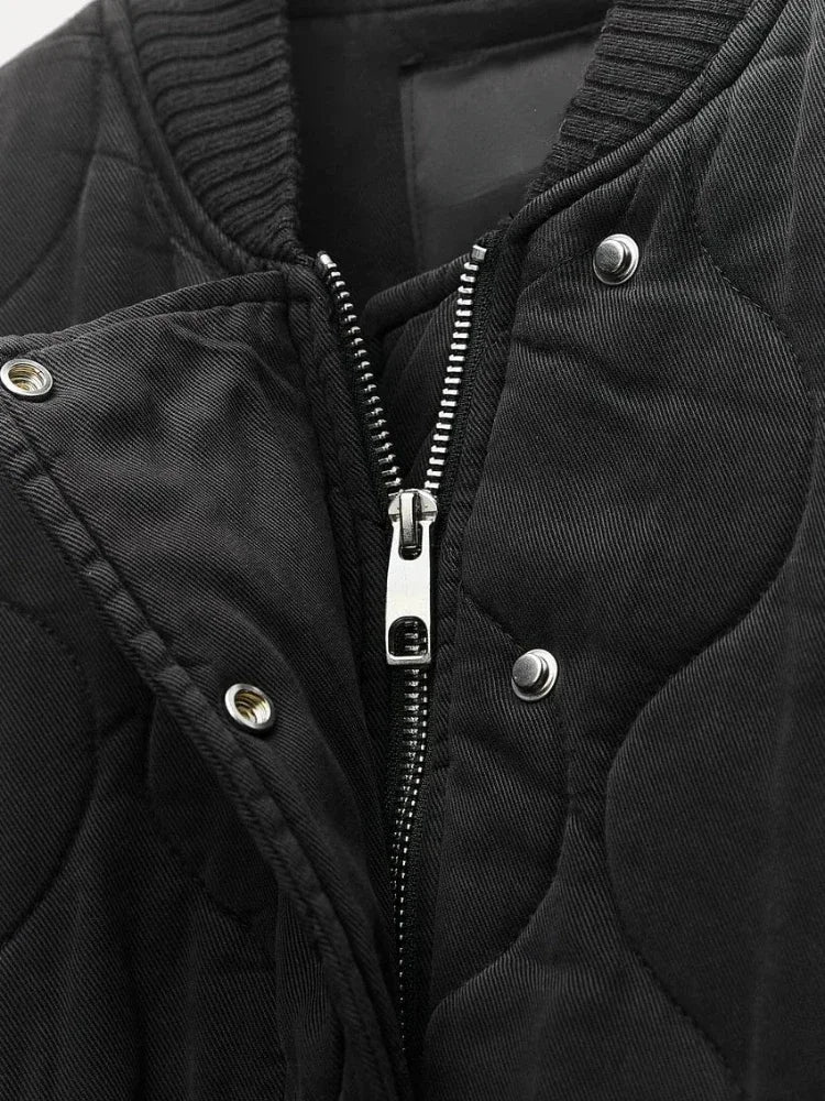 Bomber Jacket – Loose Fit Zip-Up Coat with Flap Pockets for Fall & Winter