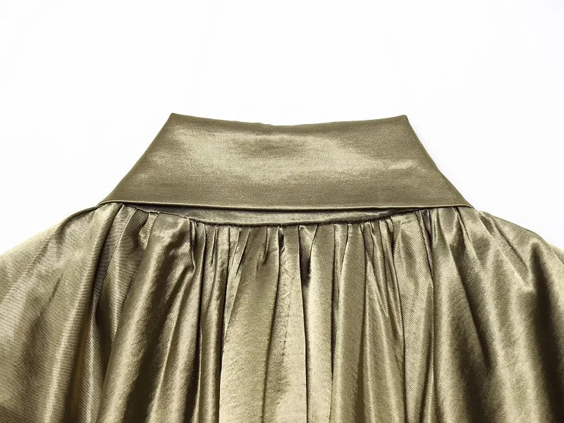 MUJER Oversized Ruched Bomber Jacket