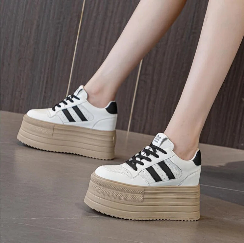 KAYOULAI 10cm Cow Leather Platform Sneakers