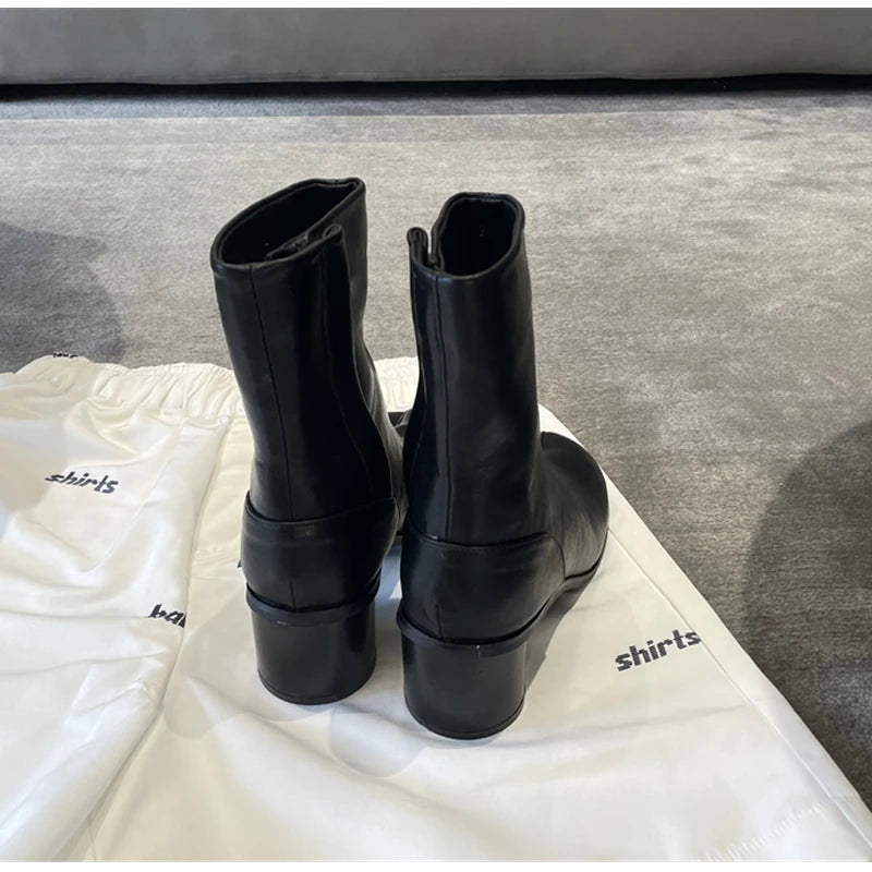 Women’s Split-Toe Tabi Ankle Boots – Chunky High Heel Chelsea Short Booties