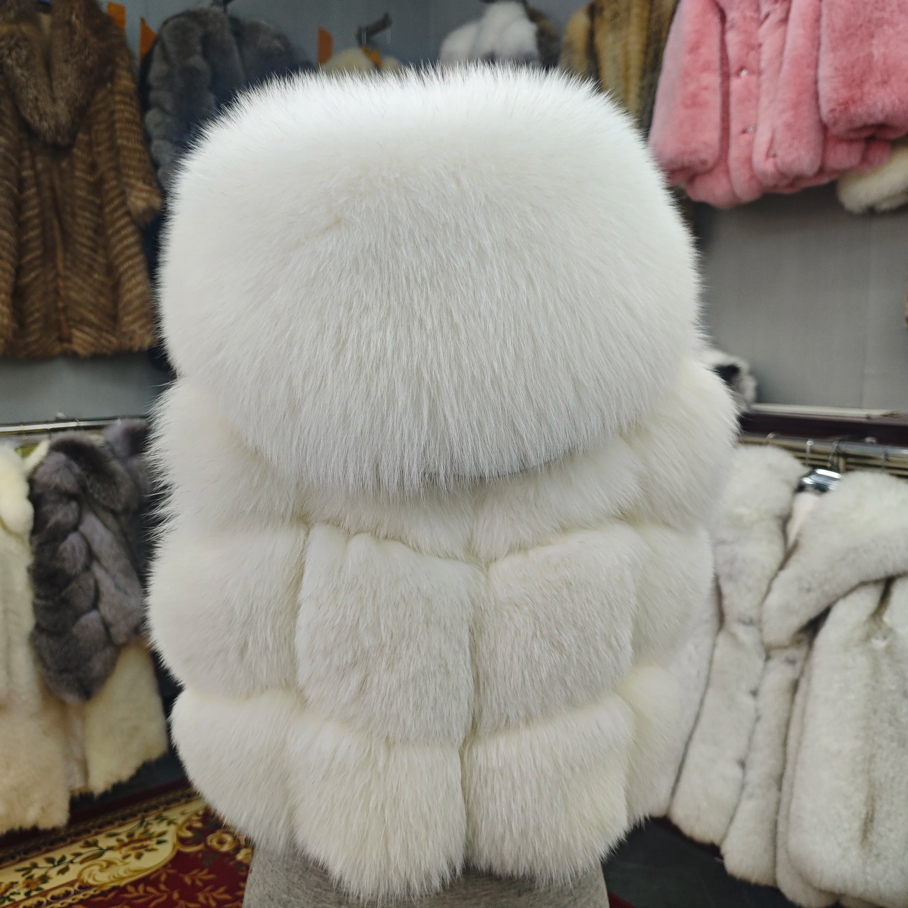 Real Silver Fox Fur Vest – Hooded Genuine Leather Sleeveless Jacket for Women