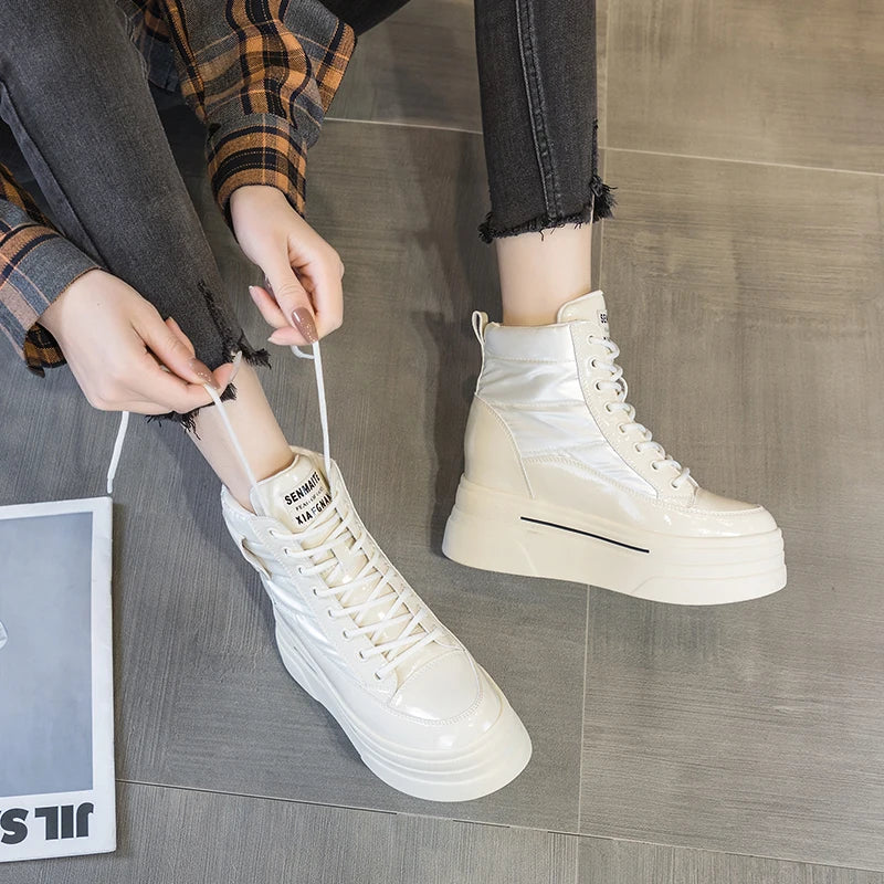 Fujin Women Ankle Booties Genuine Leather Wedges