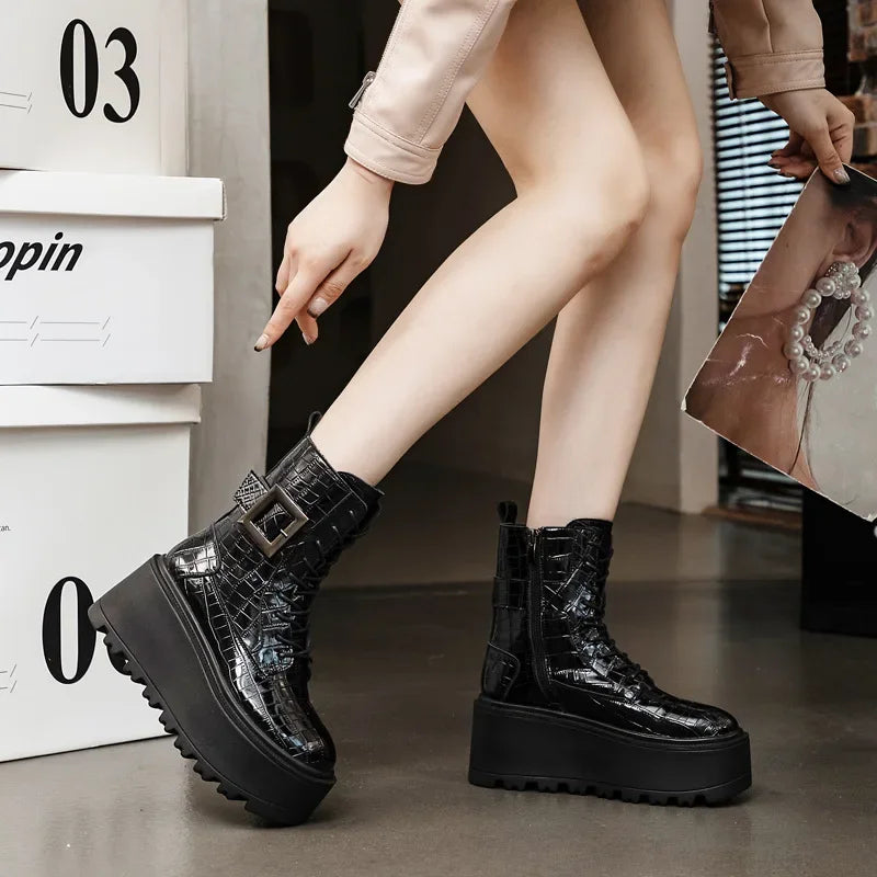 Combat Ankle Boots – Platform Wedge Sneakers